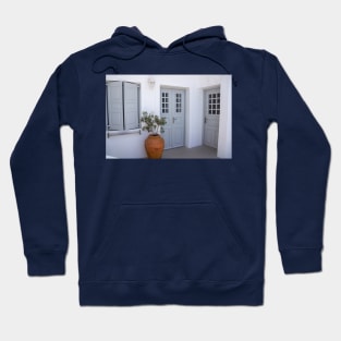 Two blue doors and shutters in Greek house. Hoodie